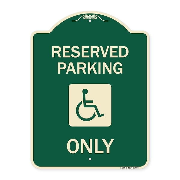 W/ NY Compliance Reserved Parking W/ Access Icon Heavy-Gauge Aluminum Sign, 24" x 18", G-1824-22698